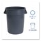 Boardwalk 32 Gallon Linear-Low-Density Polyethylene Round Waste Receptacle - Gray